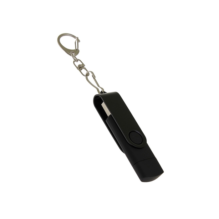 USB 2.0- флешка на 16 Гб с поворотным механизмом и дополнительным разъемом Type-C для нанесения логотипа
