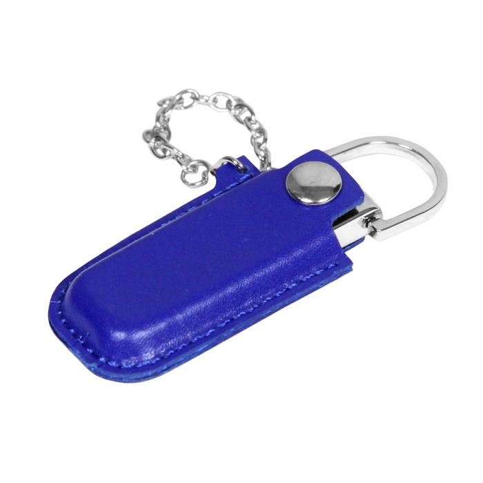 USB 2.0- флешка на 16 Гб в массивном корпусе с кожаным чехлом для нанесения логотипа