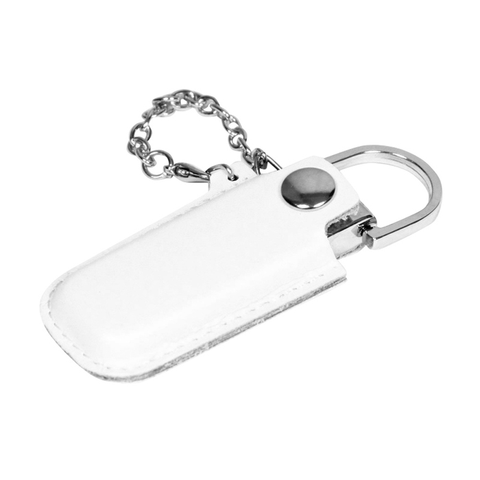 USB 2.0- флешка на 16 Гб в массивном корпусе с кожаным чехлом для нанесения логотипа
