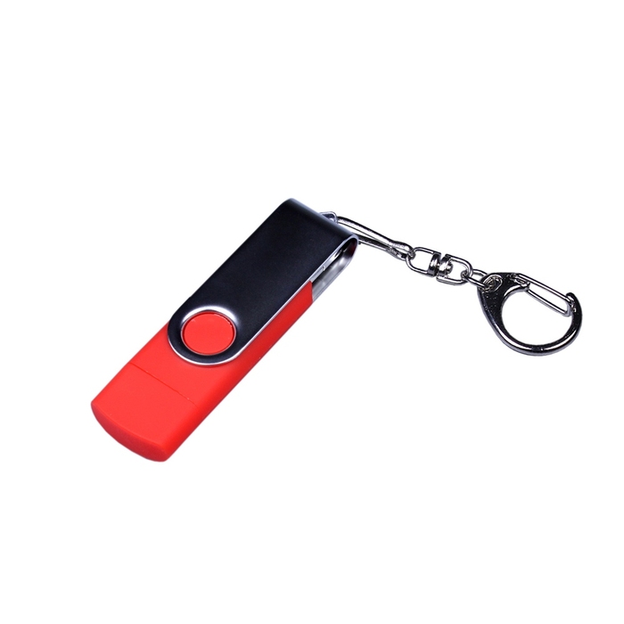 USB 2.0/micro USB/Type-C- флешка на 16 Гб c поворотным механизмом для нанесения логотипа