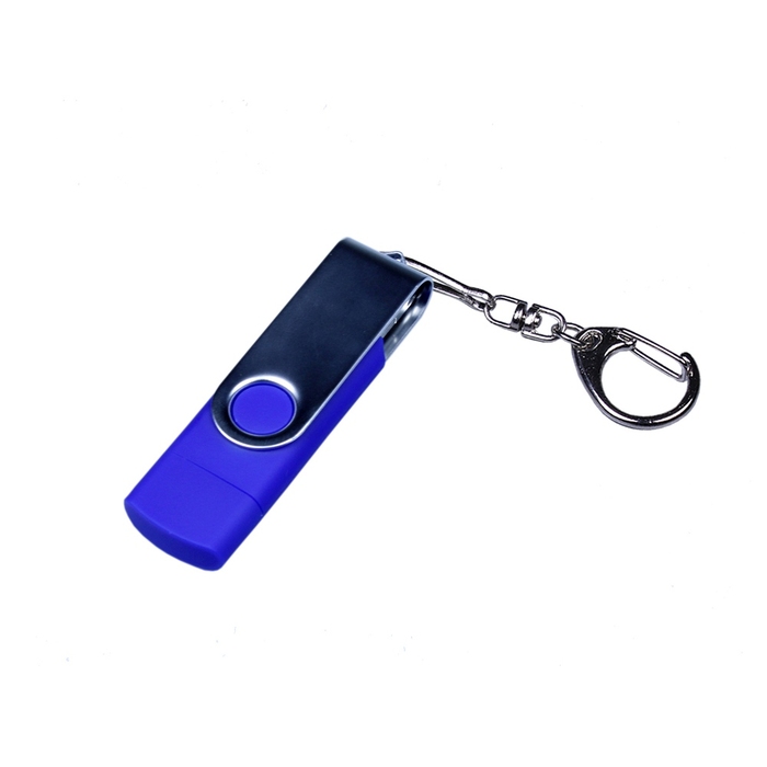 USB 2.0/micro USB/Type-C- флешка на 16 Гб c поворотным механизмом для нанесения логотипа