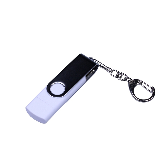 USB 2.0/micro USB/Type-C- флешка на 16 Гб c поворотным механизмом для нанесения логотипа