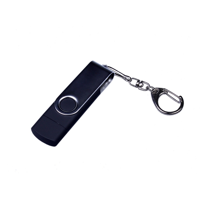 USB 2.0/micro USB/Type-C- флешка на 16 Гб c поворотным механизмом для нанесения логотипа