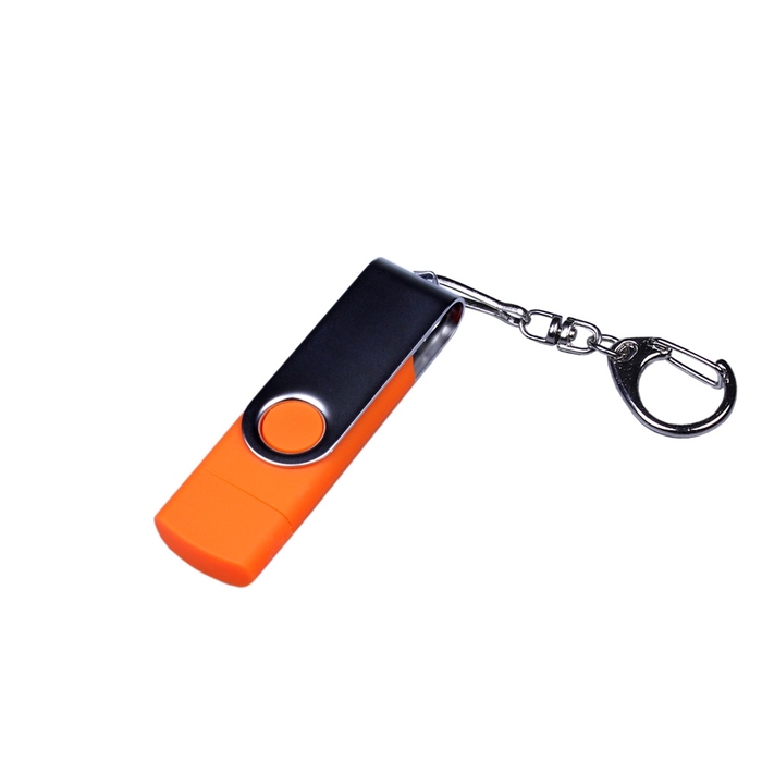 USB 2.0/micro USB/Type-C- флешка на 16 Гб c поворотным механизмом для нанесения логотипа