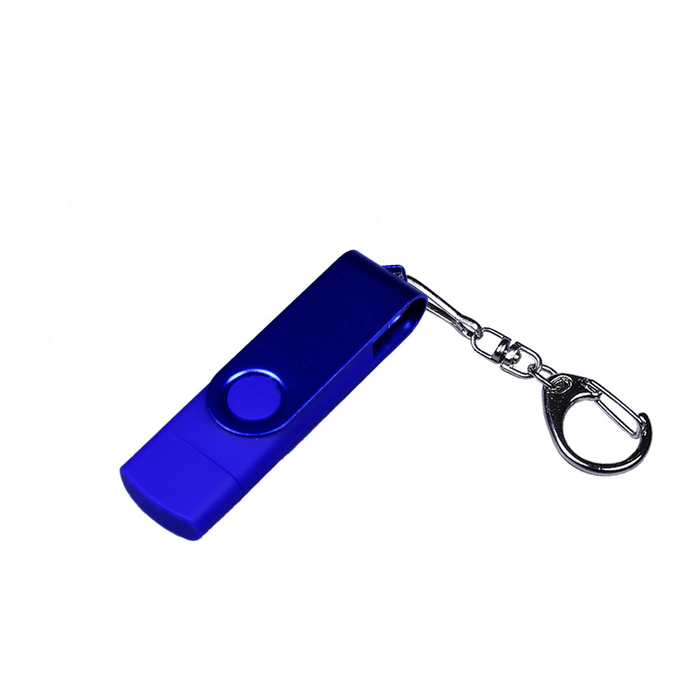 USB 2.0/micro USB/Type-С- флешка на 16 Гб 3-в-1 с поворотным механизмом для нанесения логотипа