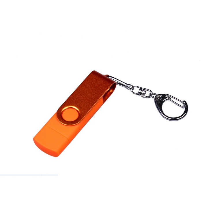 USB 2.0/micro USB/Type-С- флешка на 16 Гб 3-в-1 с поворотным механизмом для нанесения логотипа