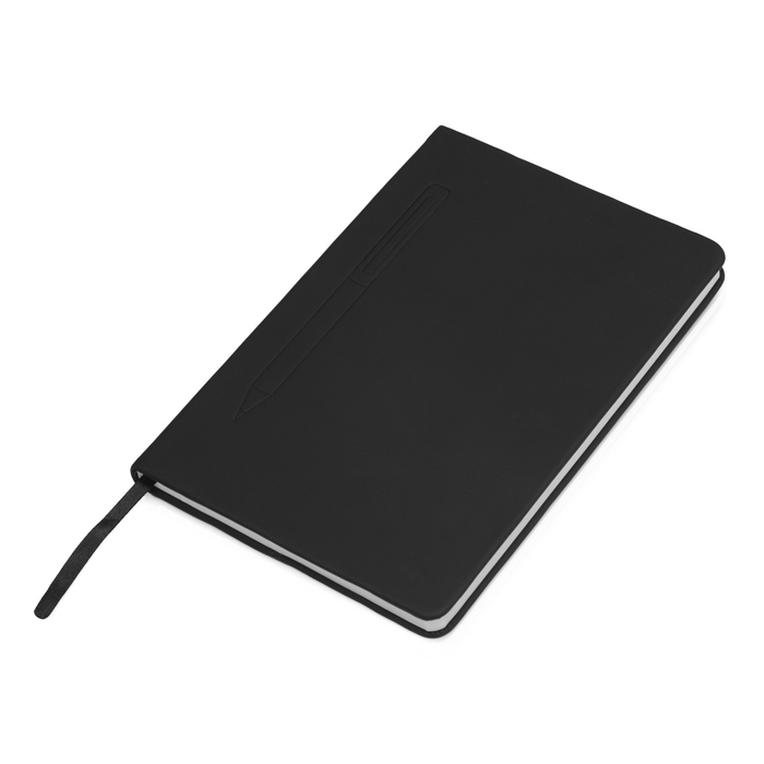 Блокнот А5 «Magnet» soft-touch с магнитным держателем для ручки для нанесения логотипа