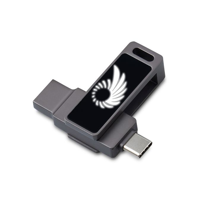 USB3.0/ Type-C флешка 2в1 на 32 ГБ «Спинлайт» с подсветкой для нанесения логотипа