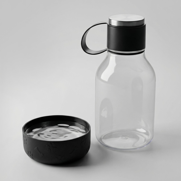 Бутылка для воды 2-в-1 «Dog Bowl Bottle» со съемной миской для питомцев, 1500 мл для нанесения логотипа
