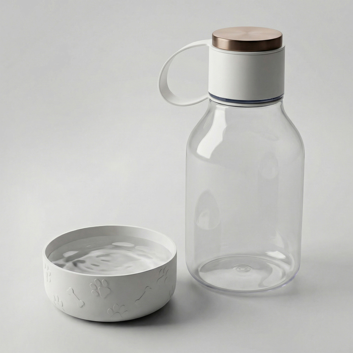 Бутылка для воды 2-в-1 «Dog Bowl Bottle» со съемной миской для питомцев, 1500 мл для нанесения логотипа