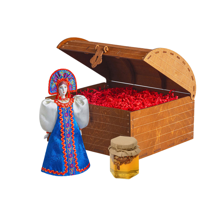 Подарочный набор: кукла фарфоровая, мёд с гецким орехом для нанесения логотипа