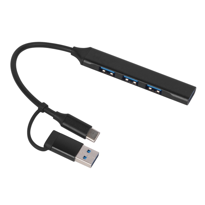 USB-хаб «Link» с коннектором 2-в-1 USB-C и USB-A, 2.0/3.0 для нанесения логотипа