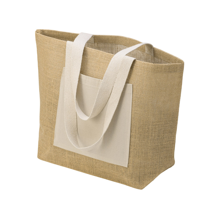 Сумка Jute джутовая с широким дном и карманом для нанесения логотипа