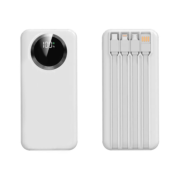 Зарядное устройство "Phantom" 10000 mAh с 4мя встроенными кабелями и цифровым индикатором заряда для нанесения логотипа