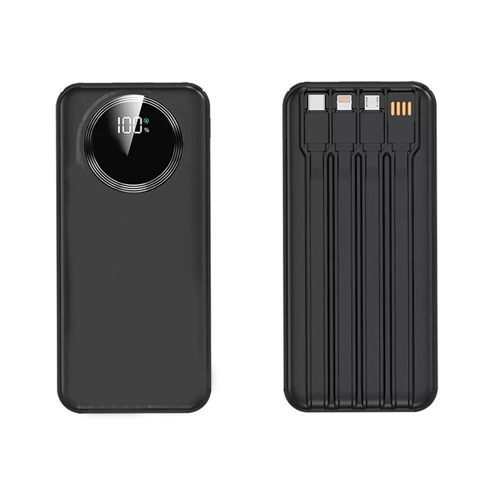 Зарядное устройство "Phantom" 10000 mAh с 4мя встроенными кабелями и цифровым индикатором заряда для нанесения логотипа