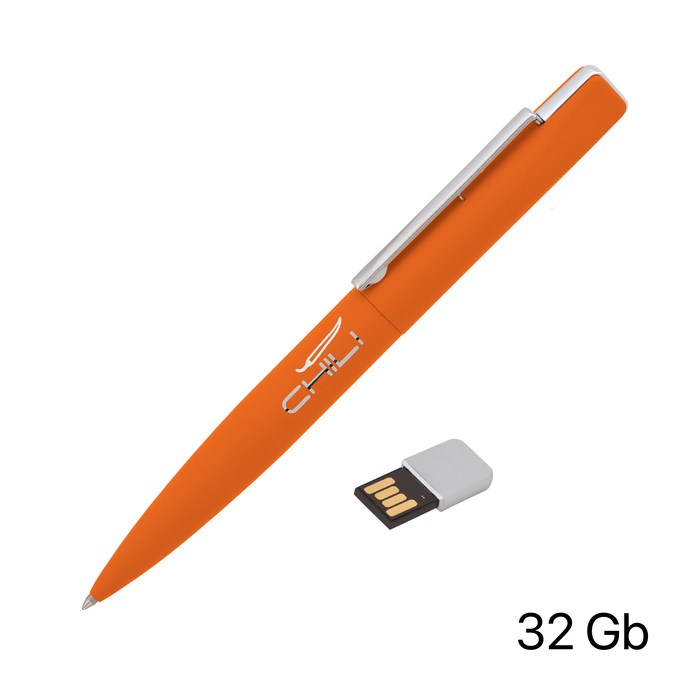 Ручка шариковая "Callisto" с флеш-картой 32Gb, покрытие soft touch для нанесения логотипа