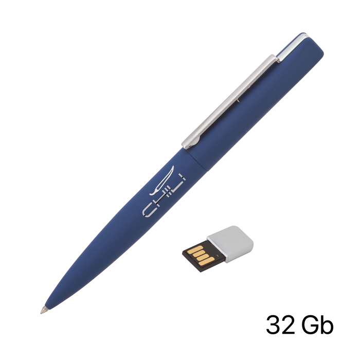 Ручка шариковая "Callisto" с флеш-картой 32Gb, покрытие soft touch для нанесения логотипа