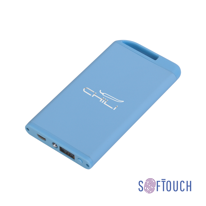 Зарядное устройство "Theta" с фонариком, 4000 mAh, покрытие soft touch для нанесения логотипа