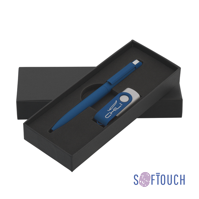 Набор ручка + флеш-карта 16 Гб в футляре, покрытие soft touch для нанесения логотипа