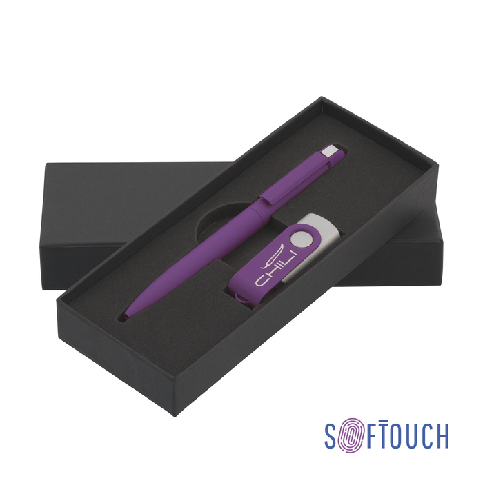 Набор ручка + флеш-карта 16 Гб в футляре, покрытие soft touch для нанесения логотипа