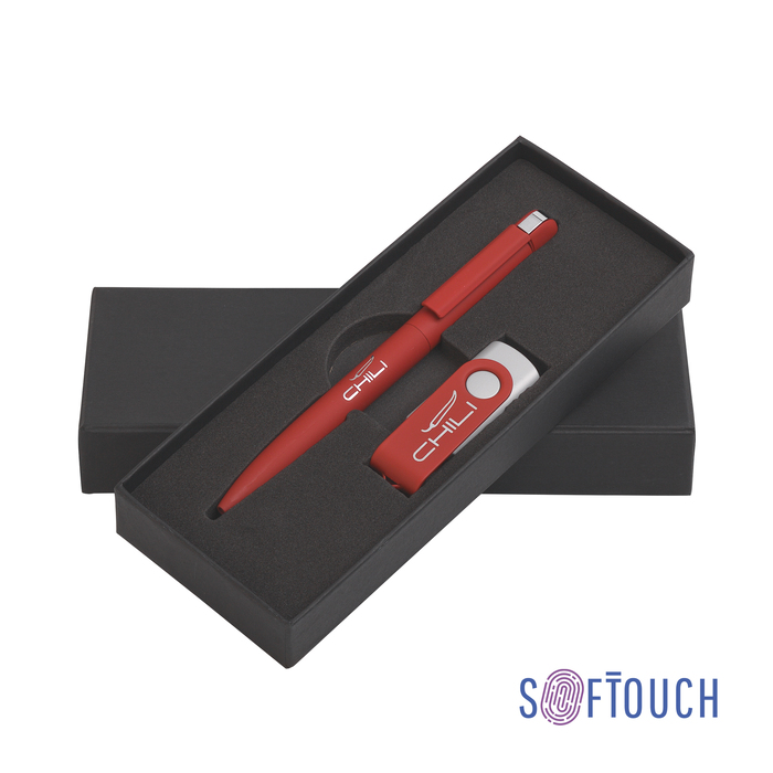 Набор ручка + флеш-карта 16 Гб в футляре, покрытие soft touch для нанесения логотипа