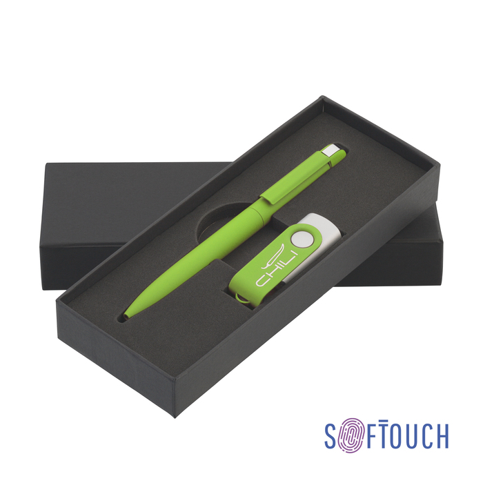 Набор ручка + флеш-карта 16 Гб в футляре, покрытие soft touch для нанесения логотипа