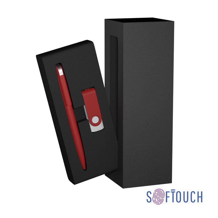 Набор ручка + флеш-карта 16 Гб в футляре, покрытие soft touch для нанесения логотипа