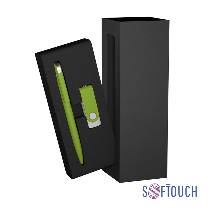 Набор ручка + флеш-карта 16 Гб в футляре, покрытие soft touch для нанесения логотипа
