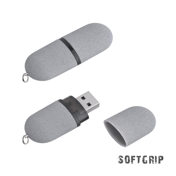 Флеш-карта "Камень" с покрытием soft grip в футляре, объем памяти 16GB для нанесения логотипа
