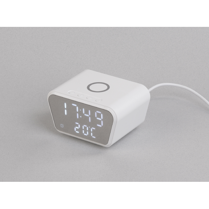 Настольные часы "Smart Clock" с беспроводным (15W) зарядным устройством, будильником и термометром для нанесения логотипа