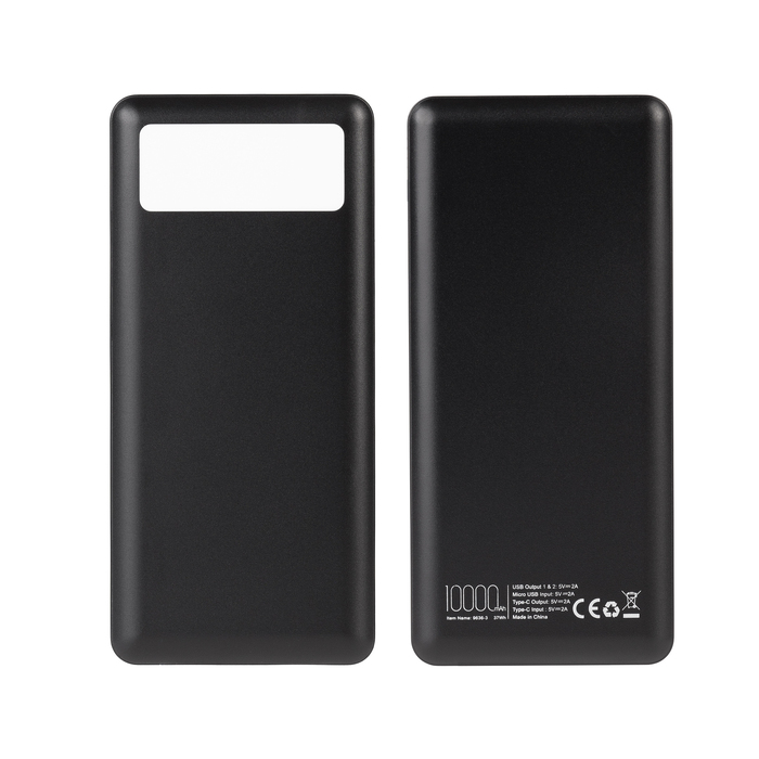 Зарядное устройство "Lumos" 10000 mAh с фонариком, черный для нанесения логотипа