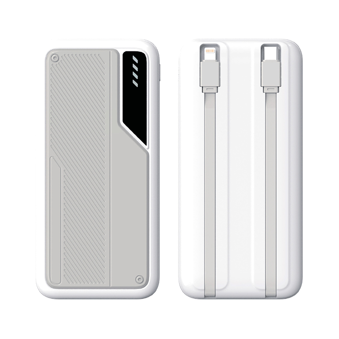 Зарядное устройство "Connect" 10000 mAh со встроенными Type-C/Lightning кабелями для нанесения логотипа
