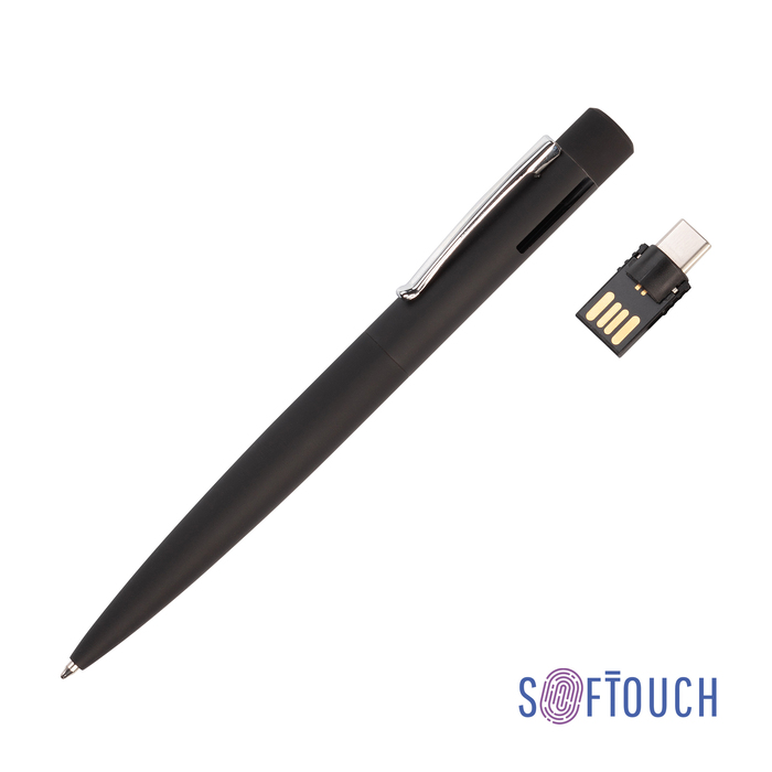 Ручка шариковая "Secret" с флеш-картой OTG 32Gb (USB2.0/Type-C), покрытие soft touch для нанесения логотипа