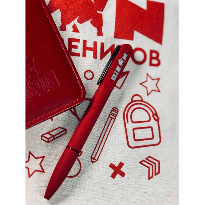 Ручка пластиковая шариковая «Миллениум», красный, мерч Бизон для нанесения логотипа