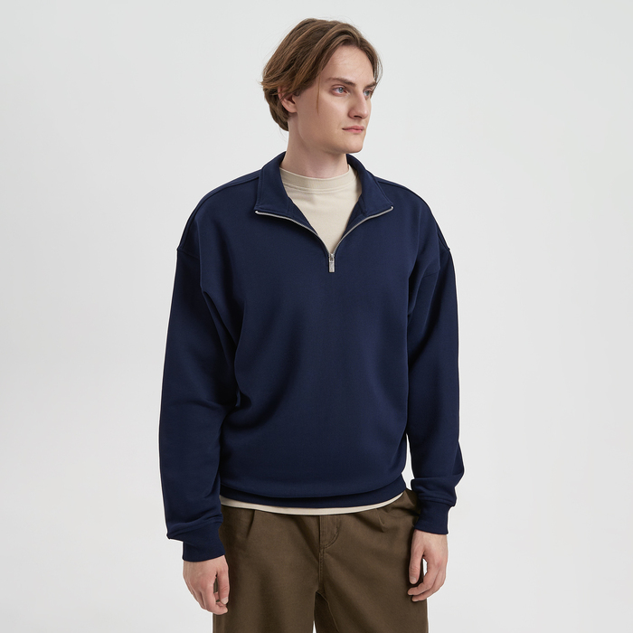 Толстовка на молнии унисекс Флоу (Flow), темно-синяя, размер 3XL/4XL для нанесения логотипа