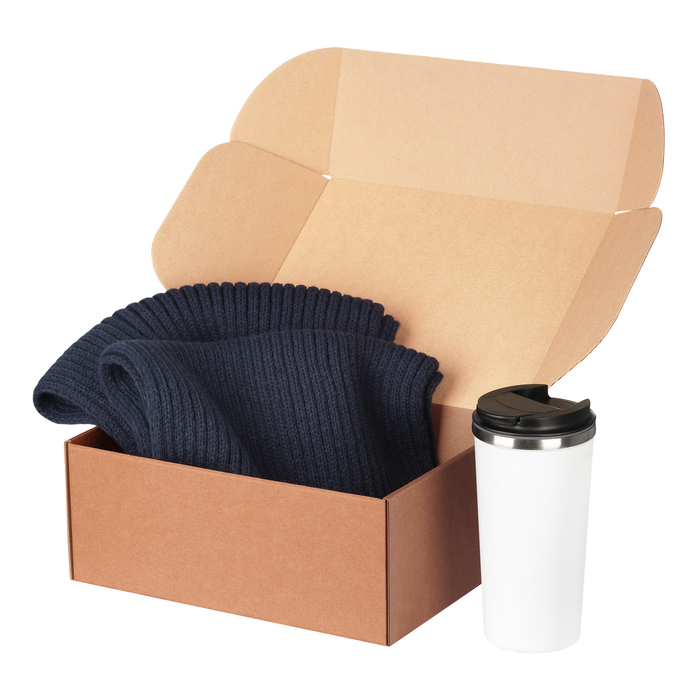 Подарочный набор Форгес (Forges), синий (шарф, термокружка) для нанесения логотипа