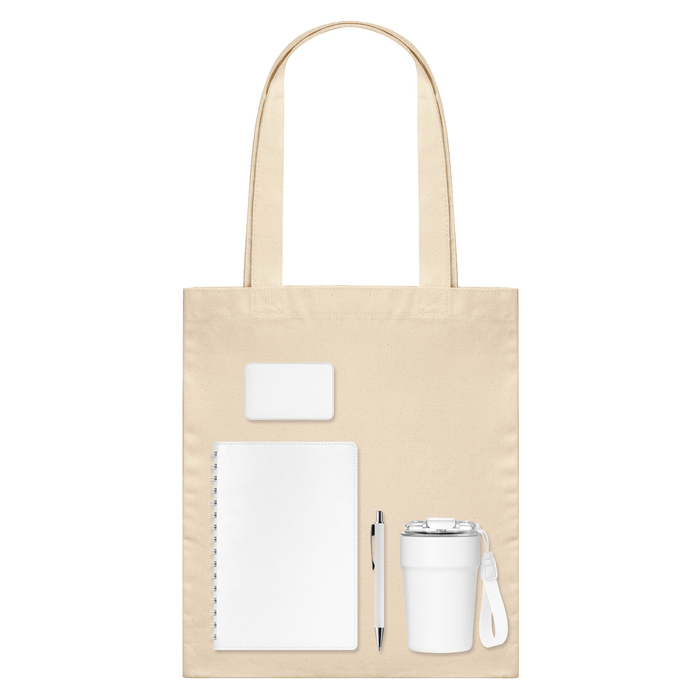 Подарочный набор Велком Пак (Welcome Pack), белый (термокружка, ежедневник, ручка, ЗУ, шоппер) для нанесения логотипа