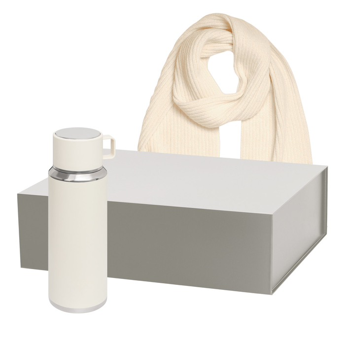 Подарочный набор Осло (Oslo), Форгес (Forges), бежевый (термос, шарф) для нанесения логотипа
