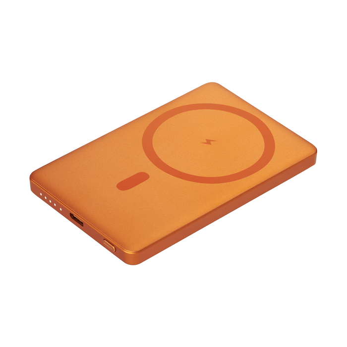 Внешний аккумулятор Атлантис (Atlantis) PD 5000mAh с функцией беспроводной зарядки 15W, оранжевый для нанесения логотипа