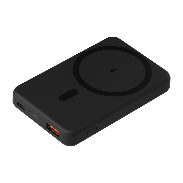 Внешний аккумулятор Ларго PD (Largo PD) 5000mAh с функцией беспроводной зарядки 15W, черный для нанесения логотипа