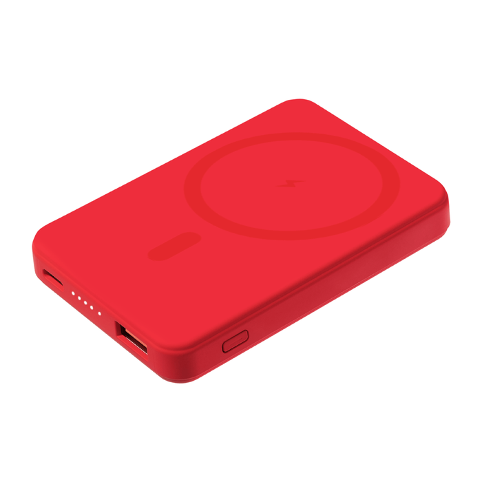 Внешний аккумулятор Ларго PD (Largo PD) 5000mAh с функцией беспроводной зарядки 15W, красный для нанесения логотипа