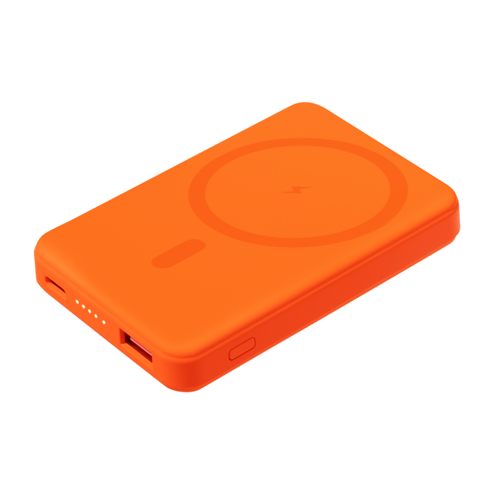 Внешний аккумулятор Ларго PD (Largo PD) 5000mAh с функцией беспроводной зарядки 15W, оранжевый для нанесения логотипа