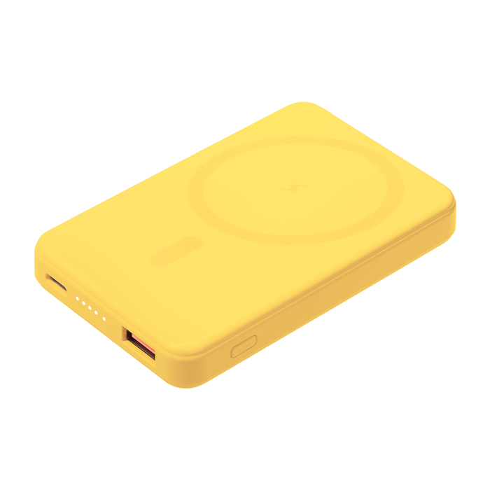 Внешний аккумулятор Ларго PD (Largo PD) 5000mAh с функцией беспроводной зарядки 15W, желтый для нанесения логотипа