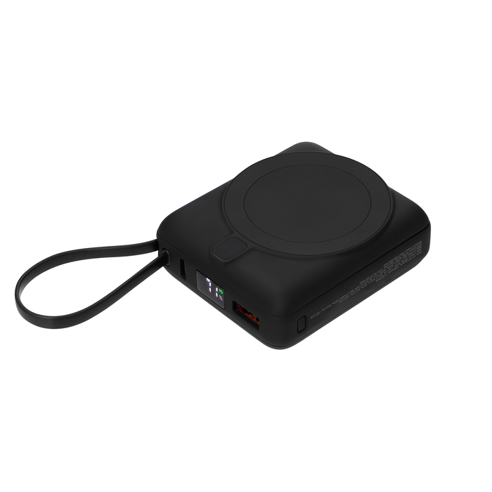 Внешний аккумулятор с подсветкой Риттер PD (Ritter PD) 10000mAh с функцией беспроводной зарядки 15W, черный для нанесения логотипа