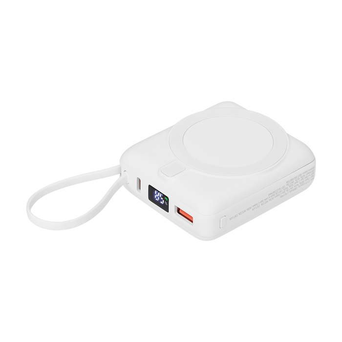 Внешний аккумулятор с подсветкой Риттер PD (Ritter PD) 10000mAh с функцией беспроводной зарядки 15W, белый для нанесения логотипа