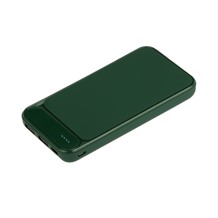 Внешний аккумулятор с подсветкой Старлайт Плюс PB (Starlight Plus PB) 10000 mAh, зеленый для нанесения логотипа
