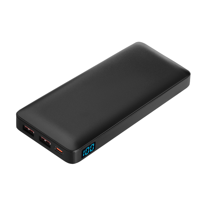 Внешний аккумулятор с цветной подсветкой Анкор Макс Плюс PD (Ancor PD Max Plus) 10000 mAh, черный для нанесения логотипа