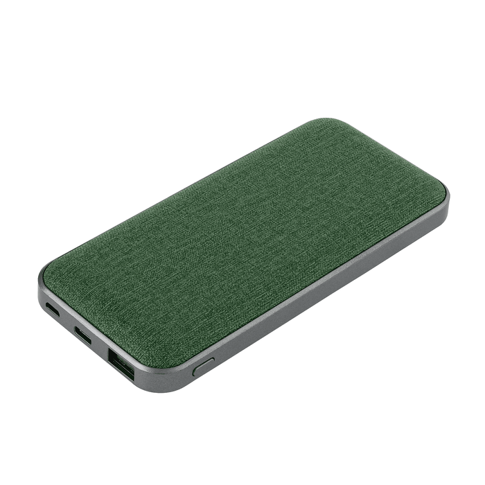Внешний аккумулятор Твид PB (Tweed PB) 10000 mAh, зеленый для нанесения логотипа