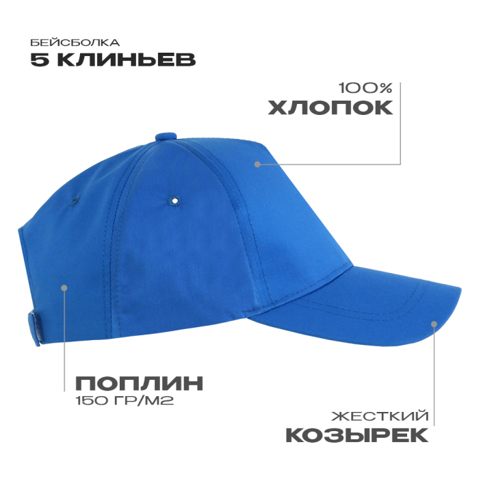 Бейсболка STAN 5 клиньев хлопок, 150, 13, Синий,  (16/1)  (56-58/ONE SIZE) для нанесения логотипа