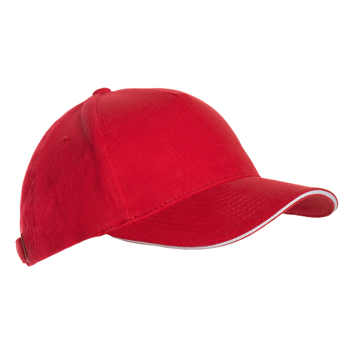 Бейсболка с кантом STAN 5 клиньев хлопок 280, 11K, Красный,  (14)  (56-58/ONE SIZE) для нанесения логотипа